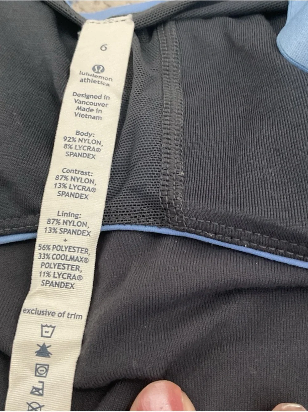 lululemon athletica Black and Light Blue Tank Top